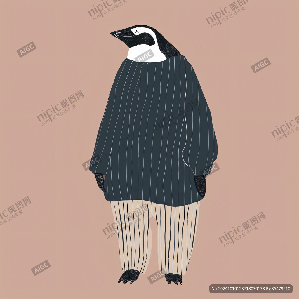 潮流企鵝插畫圖案