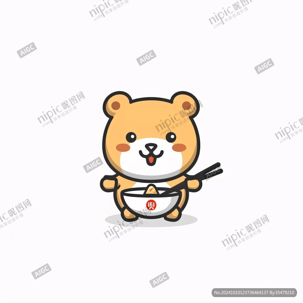 卡通霸氣小熊扛著大勺