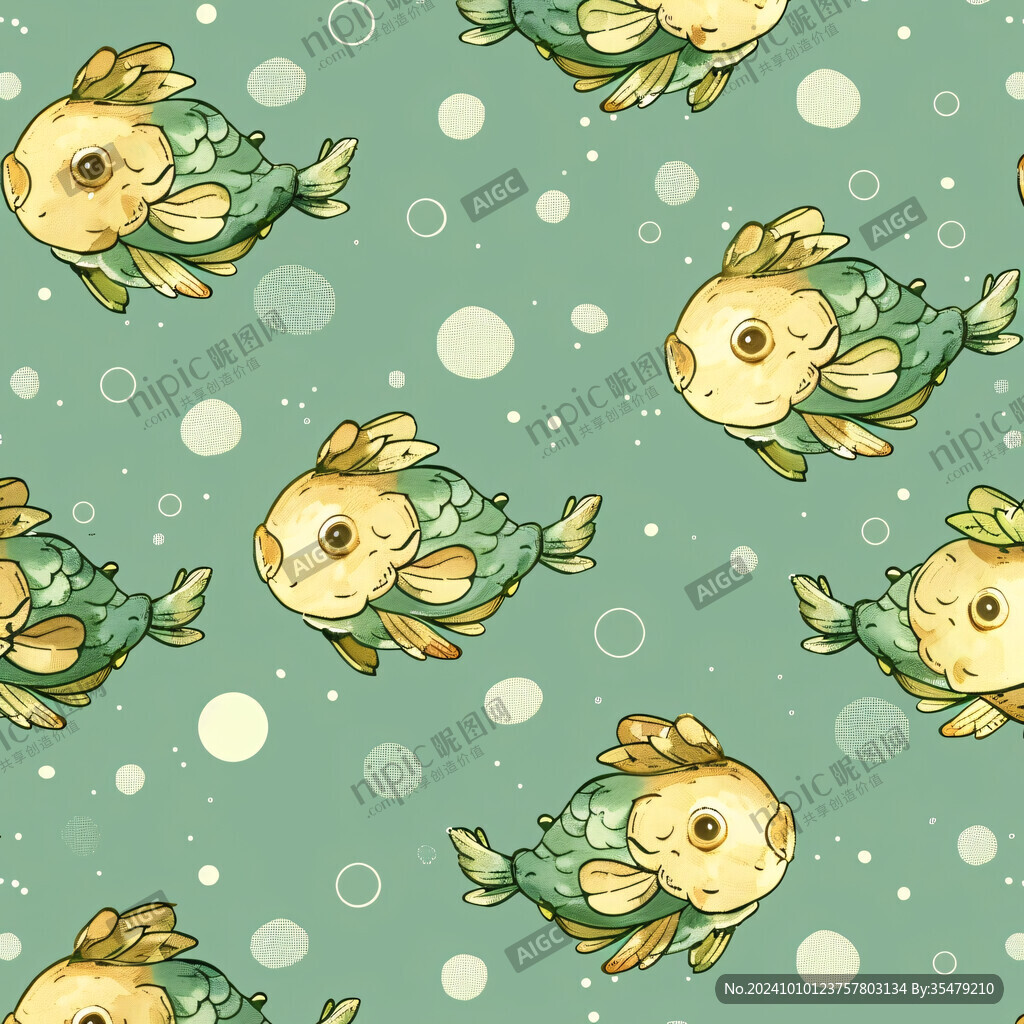 魚娃娃插畫圖案印花