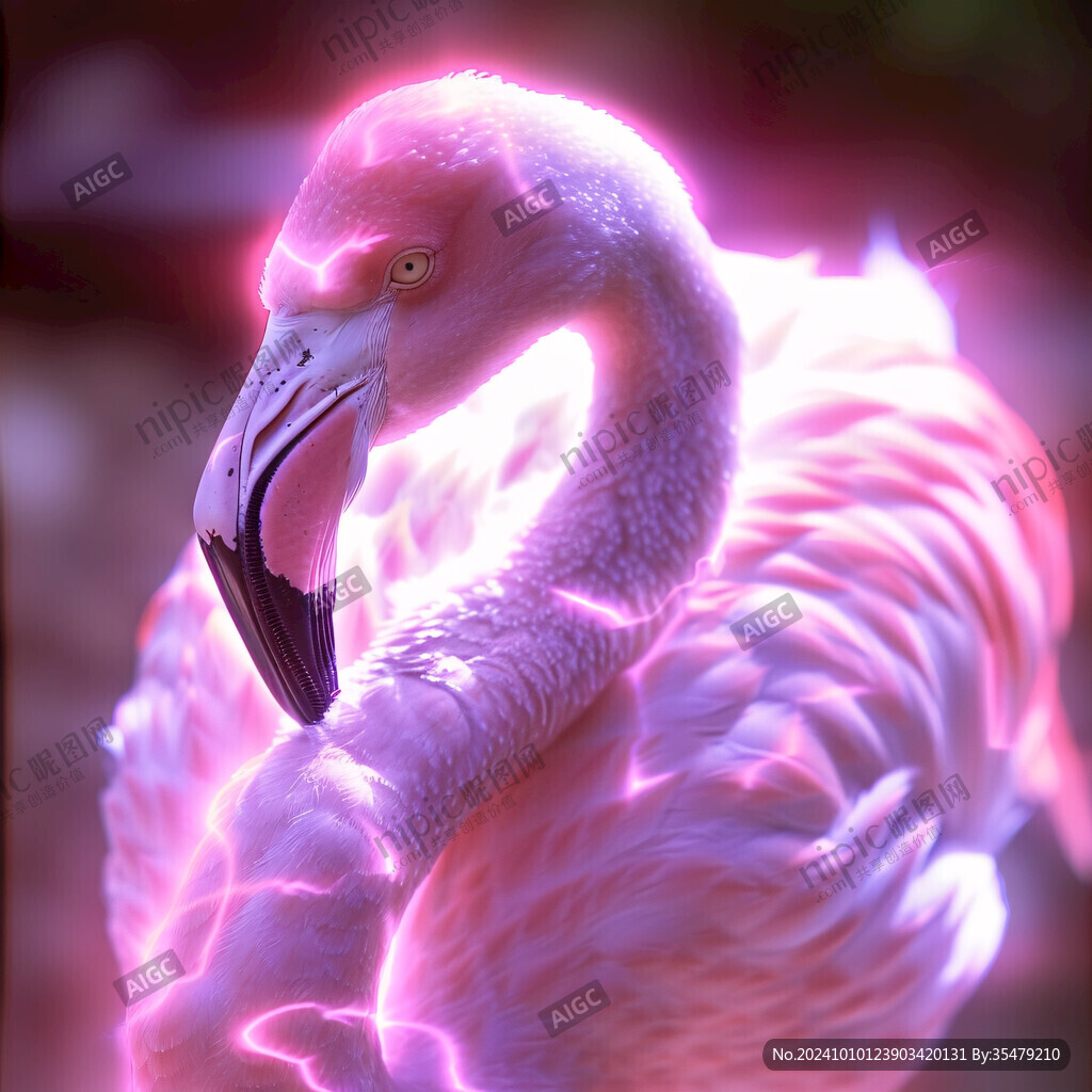 火烈鳥目鳥類油畫
