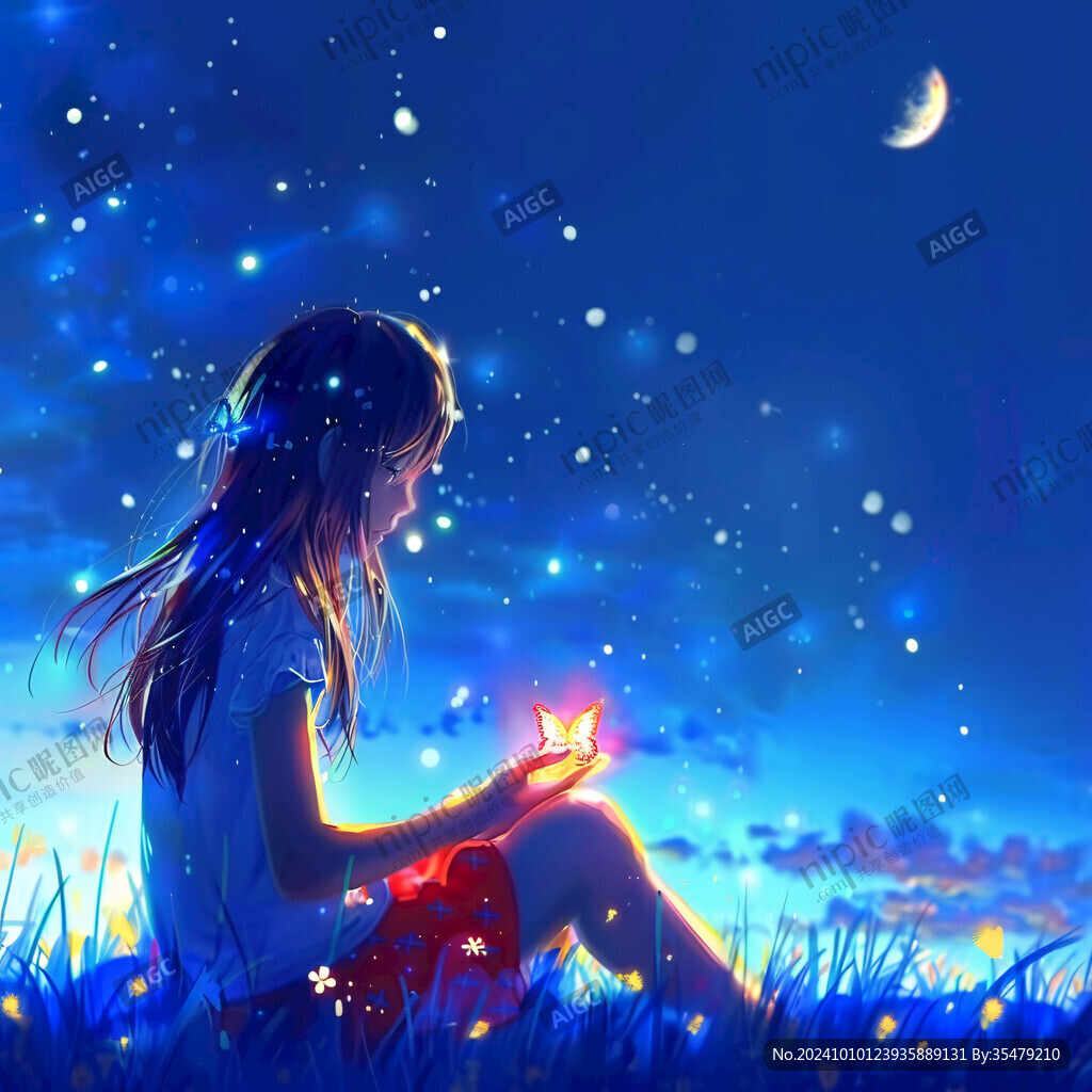 星空下的少女