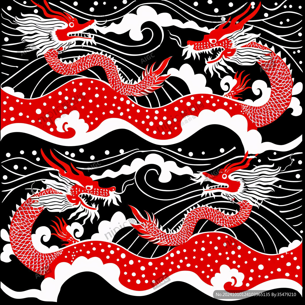 龍國潮印花圖案