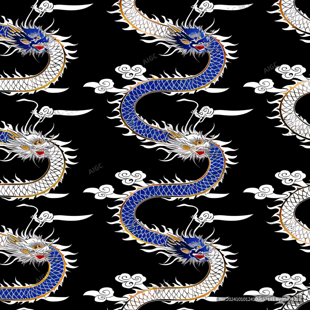龍國潮印花圖案