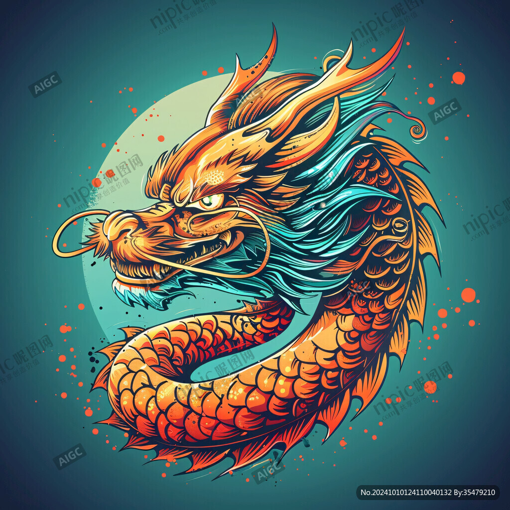 手繪國(guó)潮龍頭