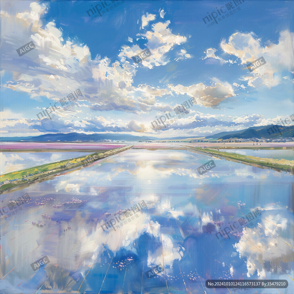 水天一色油畫