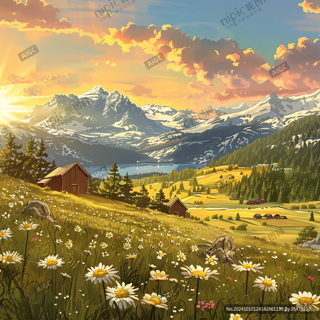 陽光晴朗風(fēng)景插畫