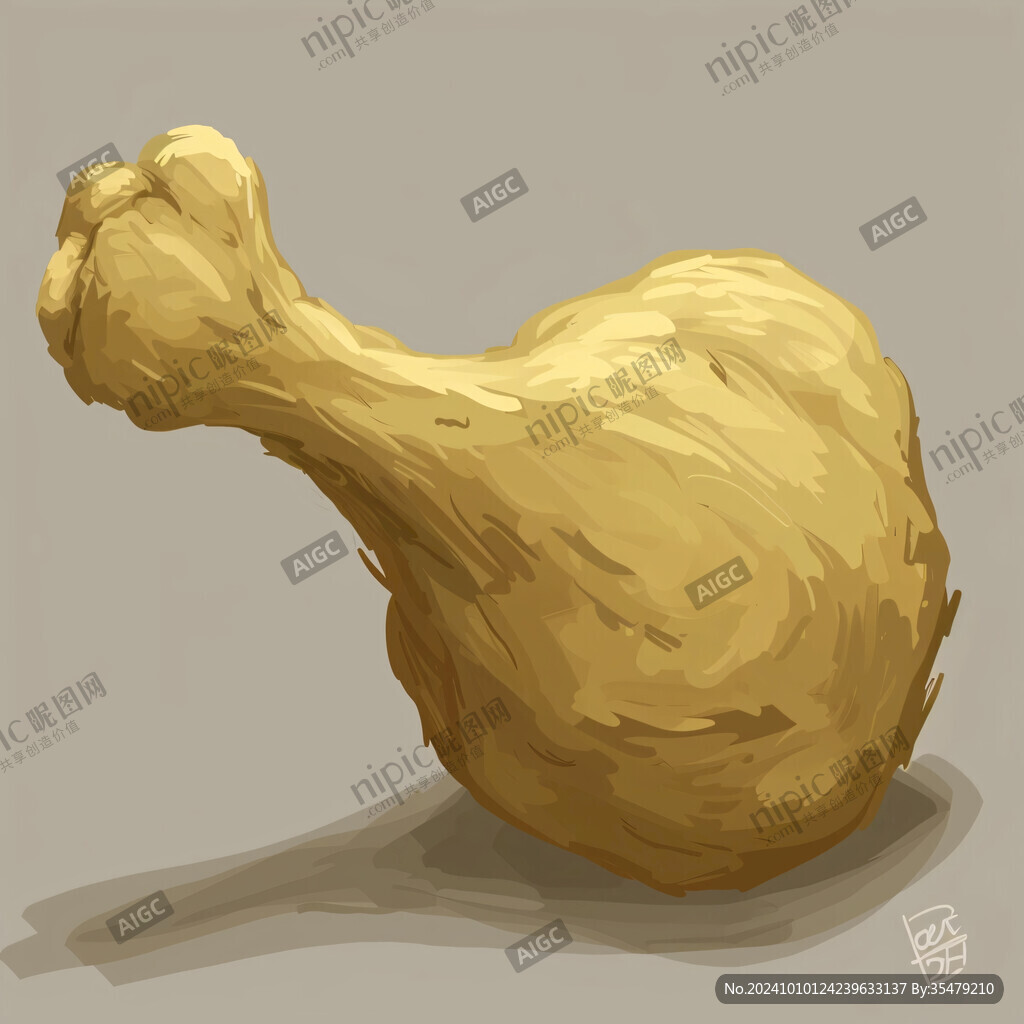 手繪大雞腿插畫