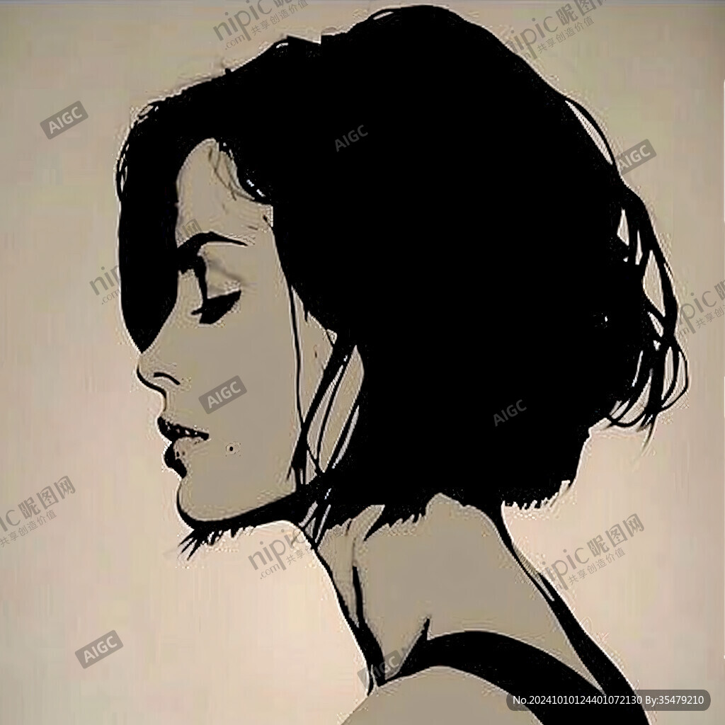 手繪女性側(cè)臉