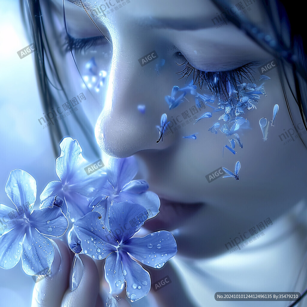 藍(lán)雪花插畫