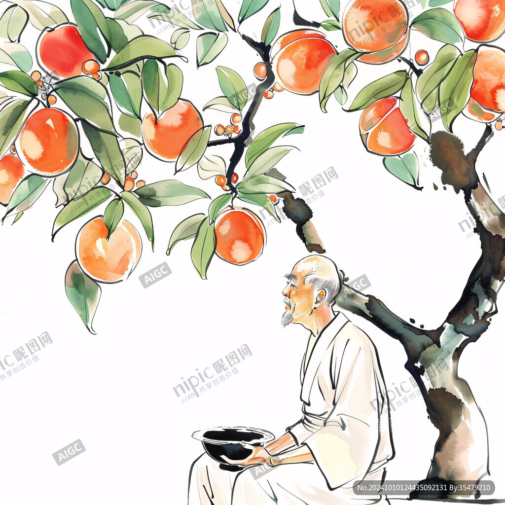 磨盤柿子插畫