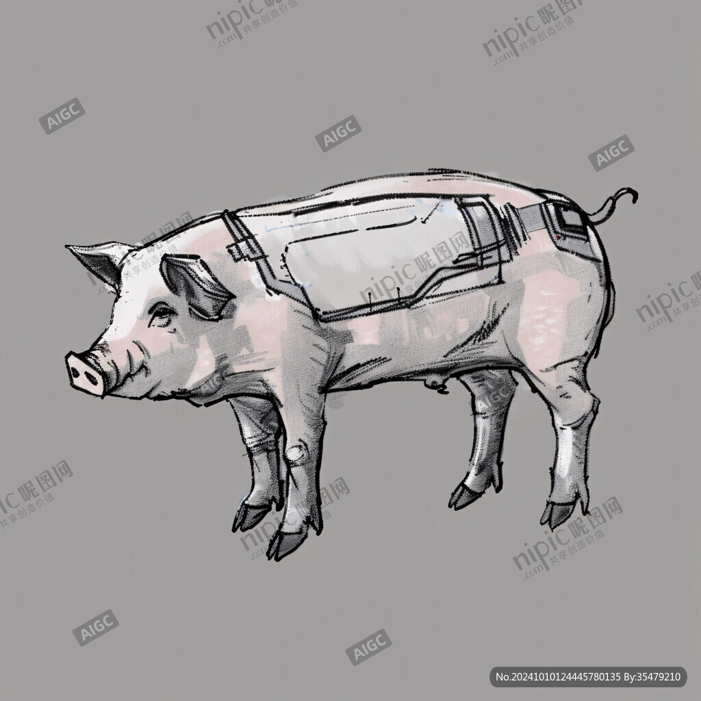 豬手繪插畫
