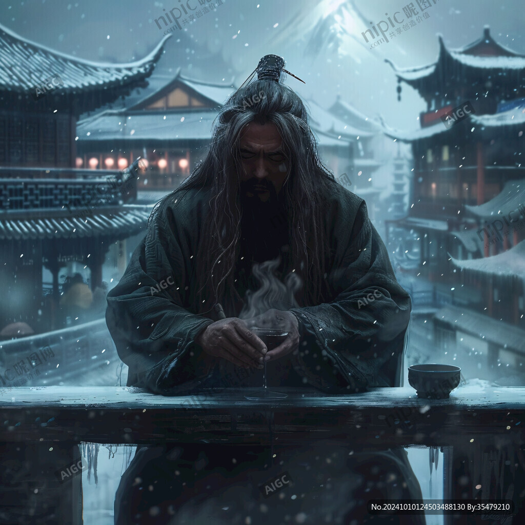 雪中長袍老者的靜思