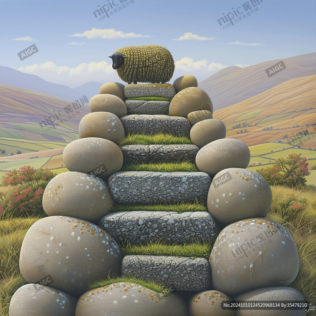 爬山石梯插畫