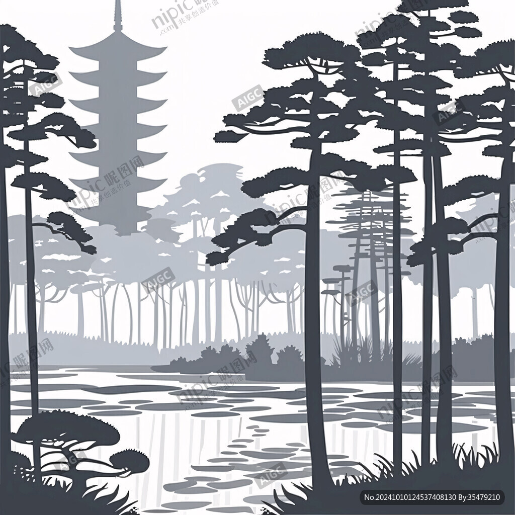雷峰塔標(biāo)志性建筑山水