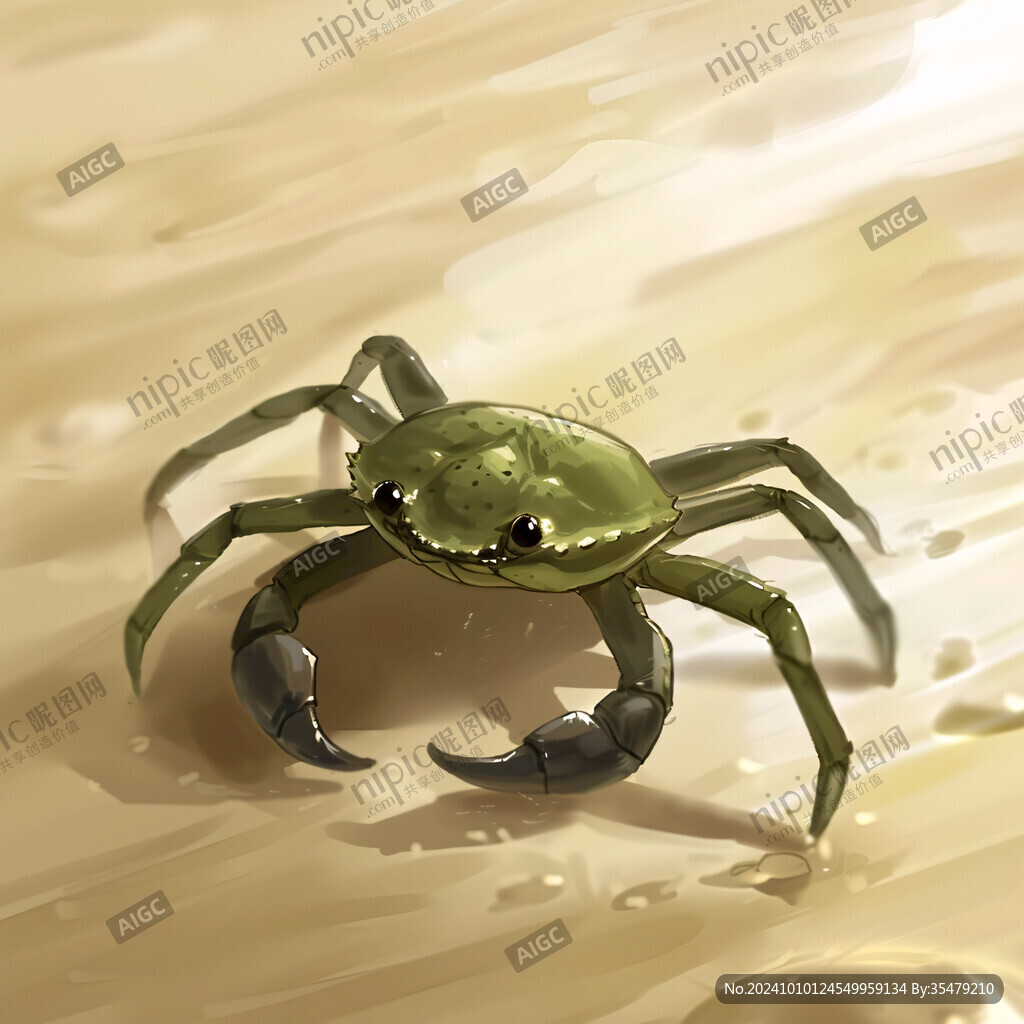 水稻螃蟹插畫