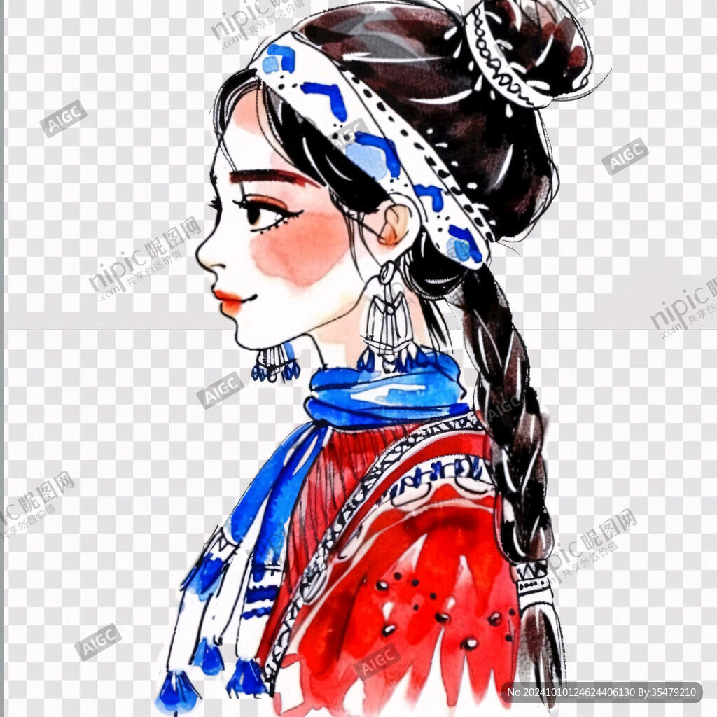 手繪少數(shù)民族女孩