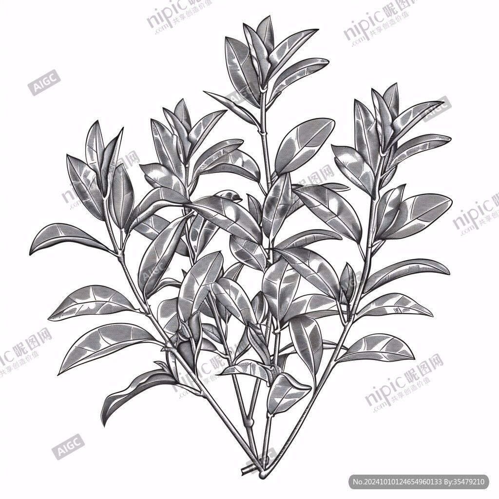 手繪石楠葉