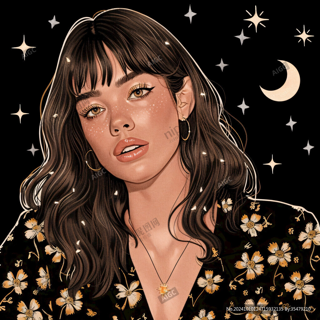 潮流插畫美女人物插畫