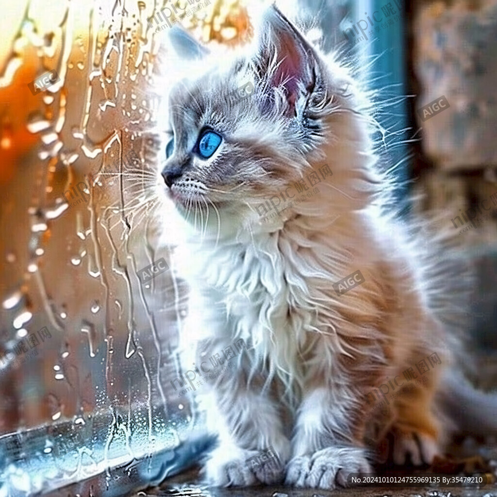 躲雨的貓咪