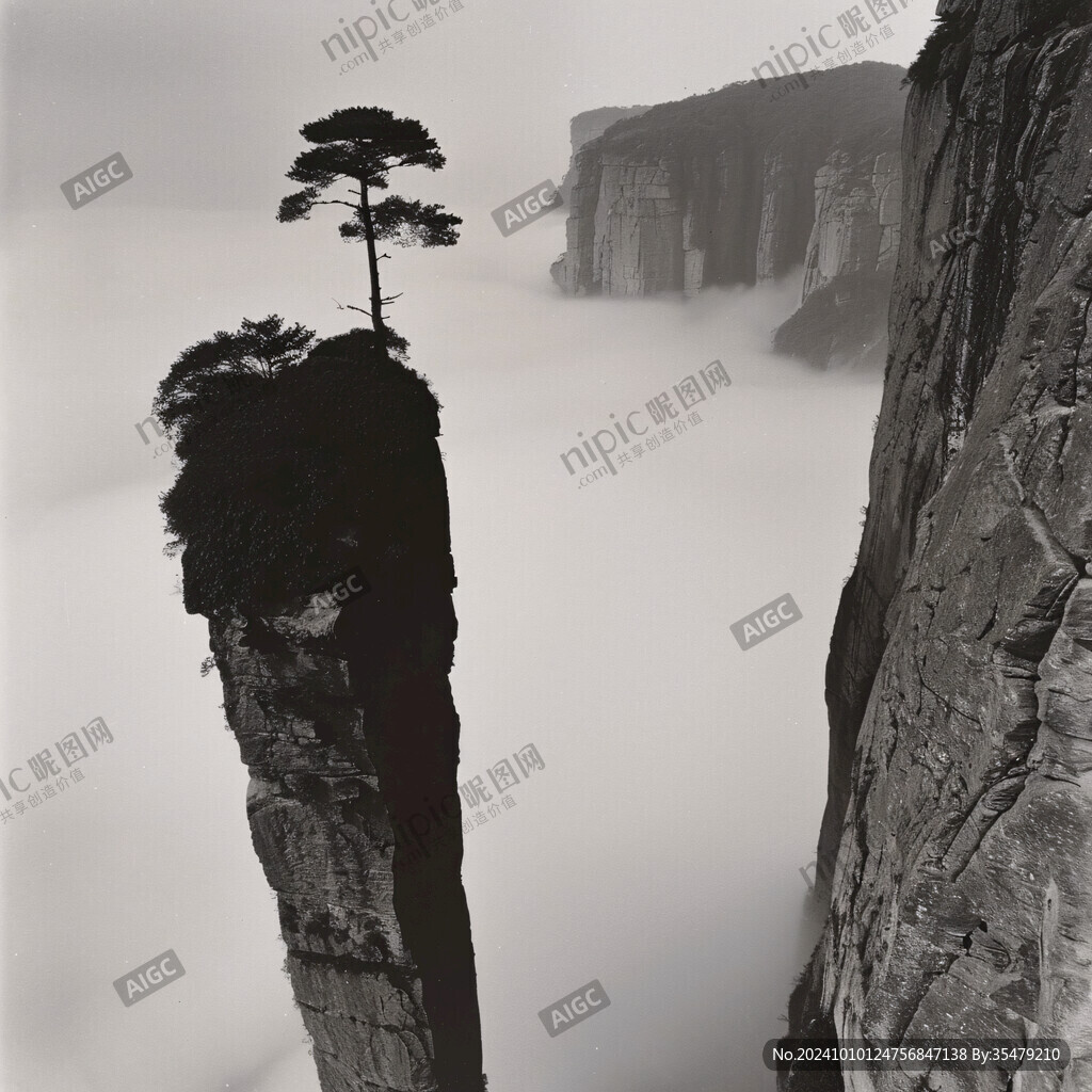 霧中的迎客松