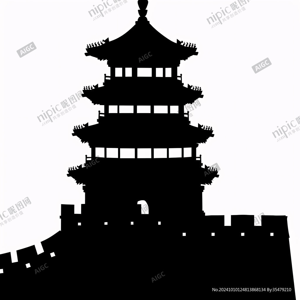 中國建筑剪影素材