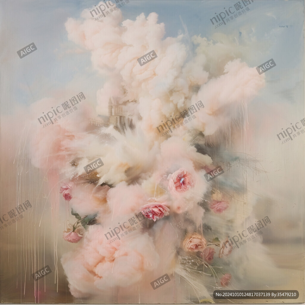 夢幻花朵油畫藝術畫