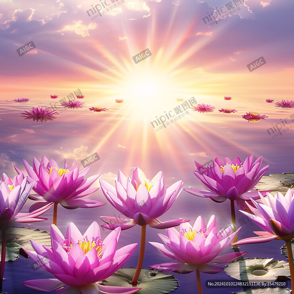 陽光荷花圖