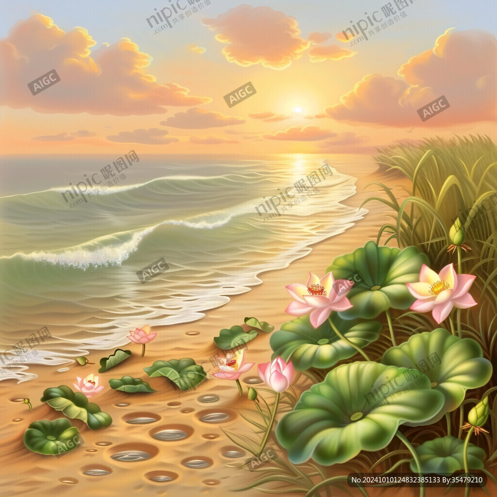 荷花沙子沙畫河流石頭