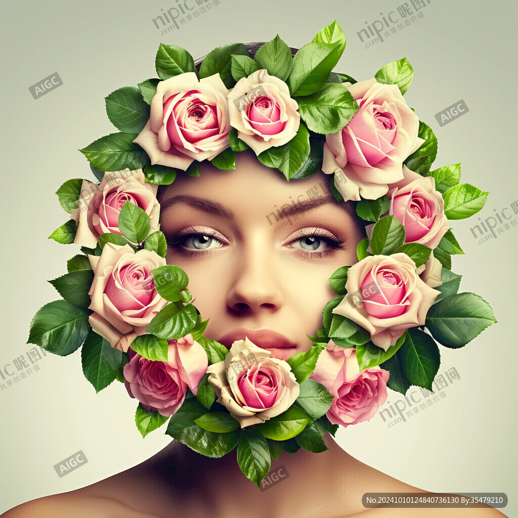 玫瑰花女人素材