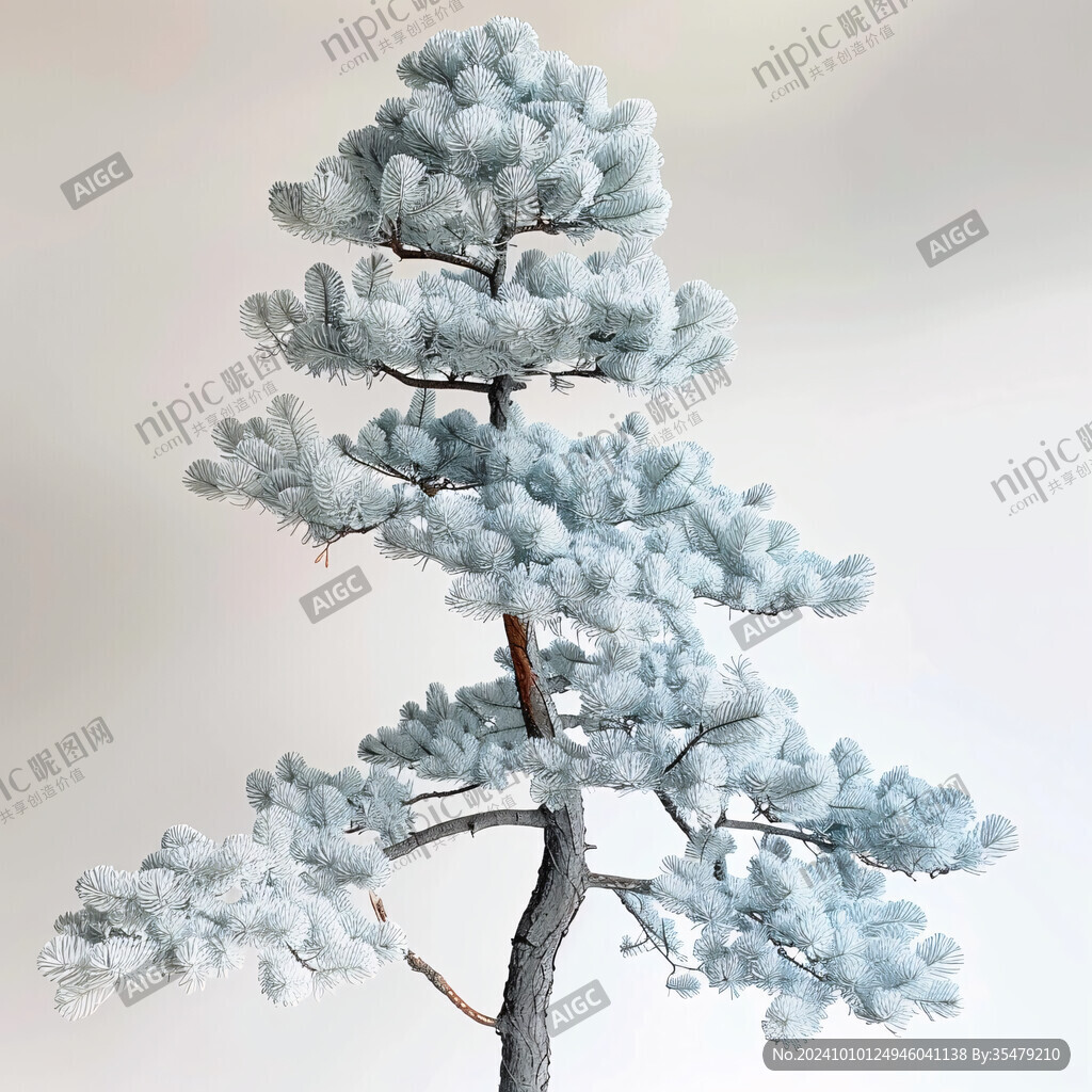 松樹霧凇樹掛素材