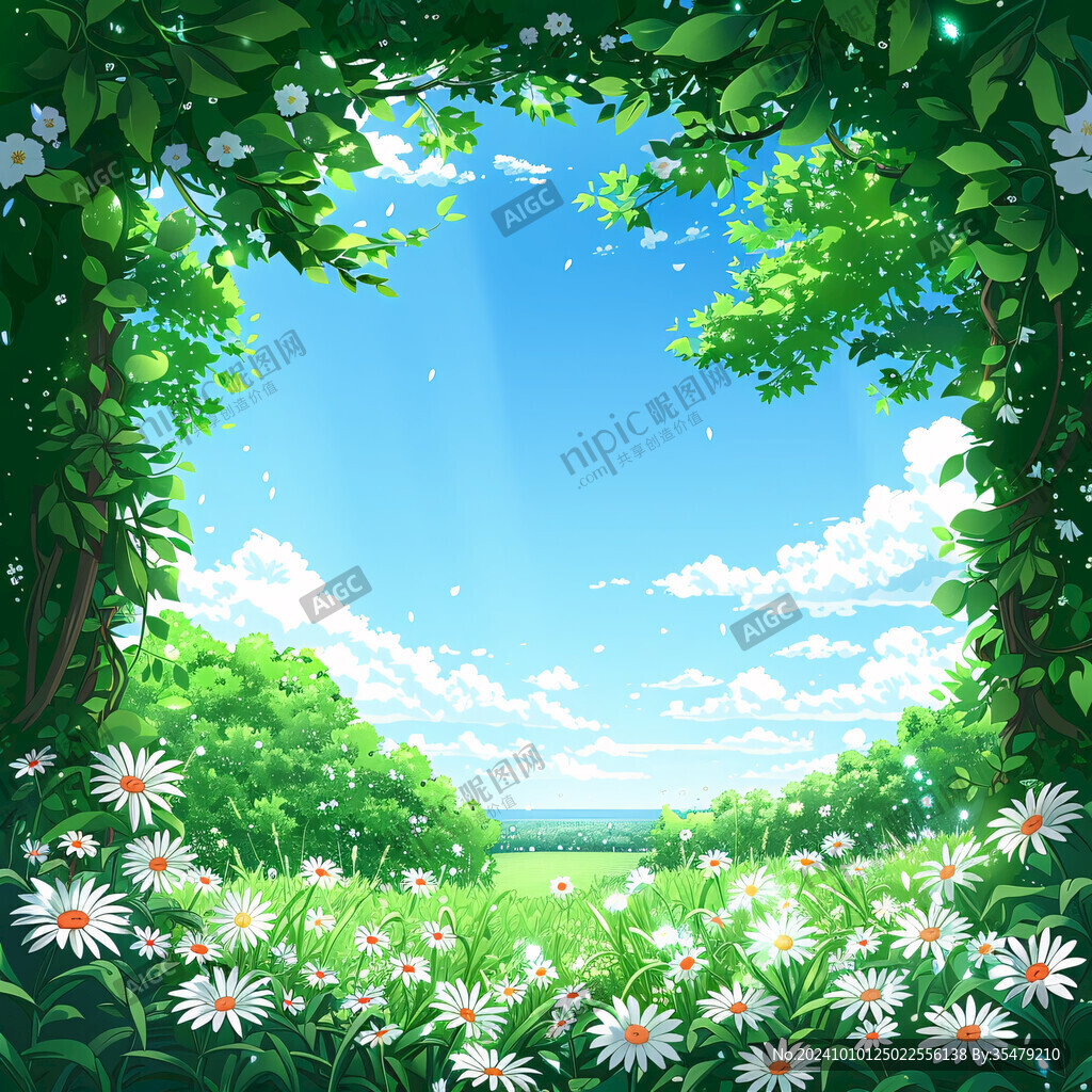 綠植天空邊框