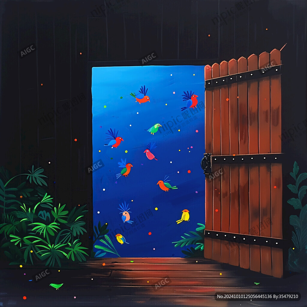 打開的門插畫