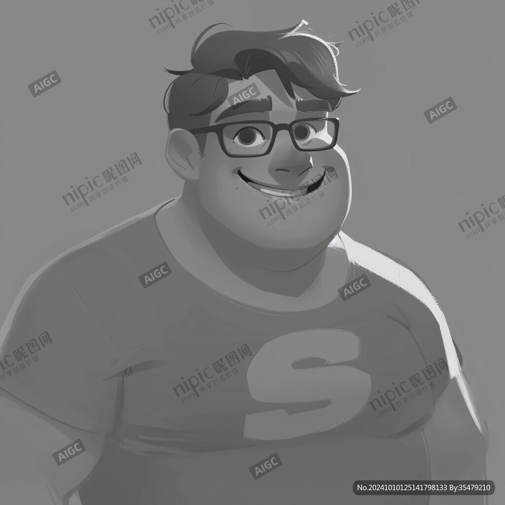 小胖子插畫頭像