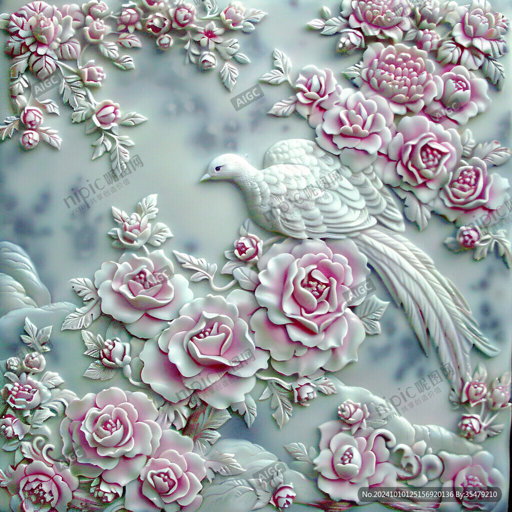 3d立體浮雕花卉花鳥