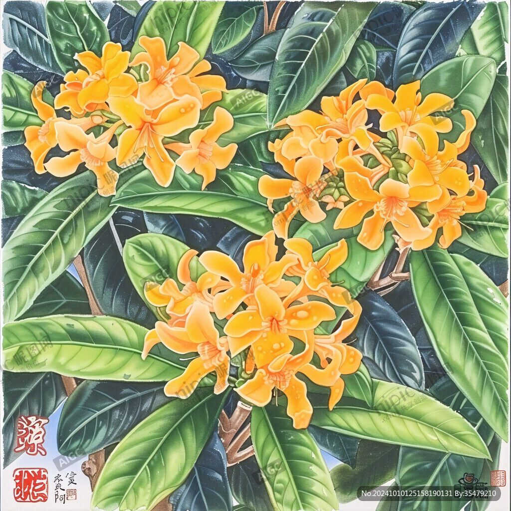 雞蛋花工筆畫