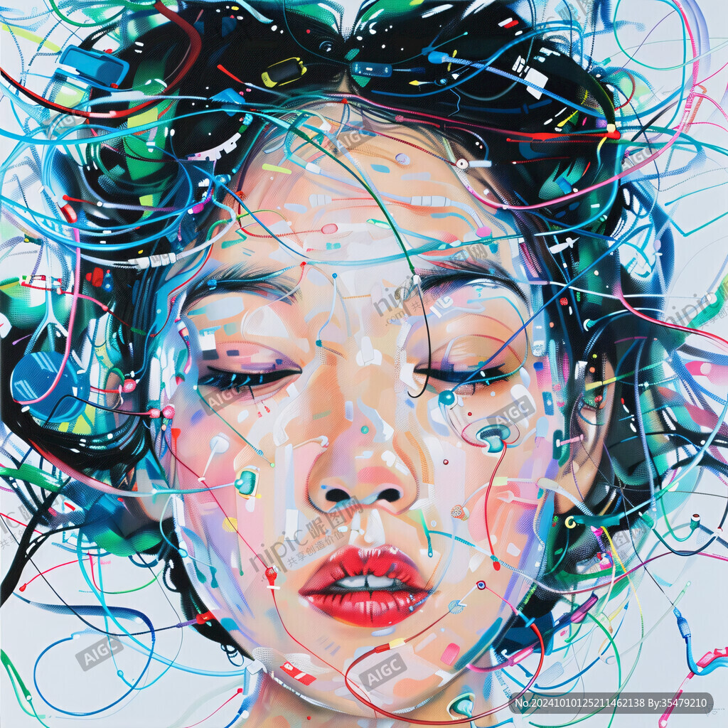 扭曲人像插畫