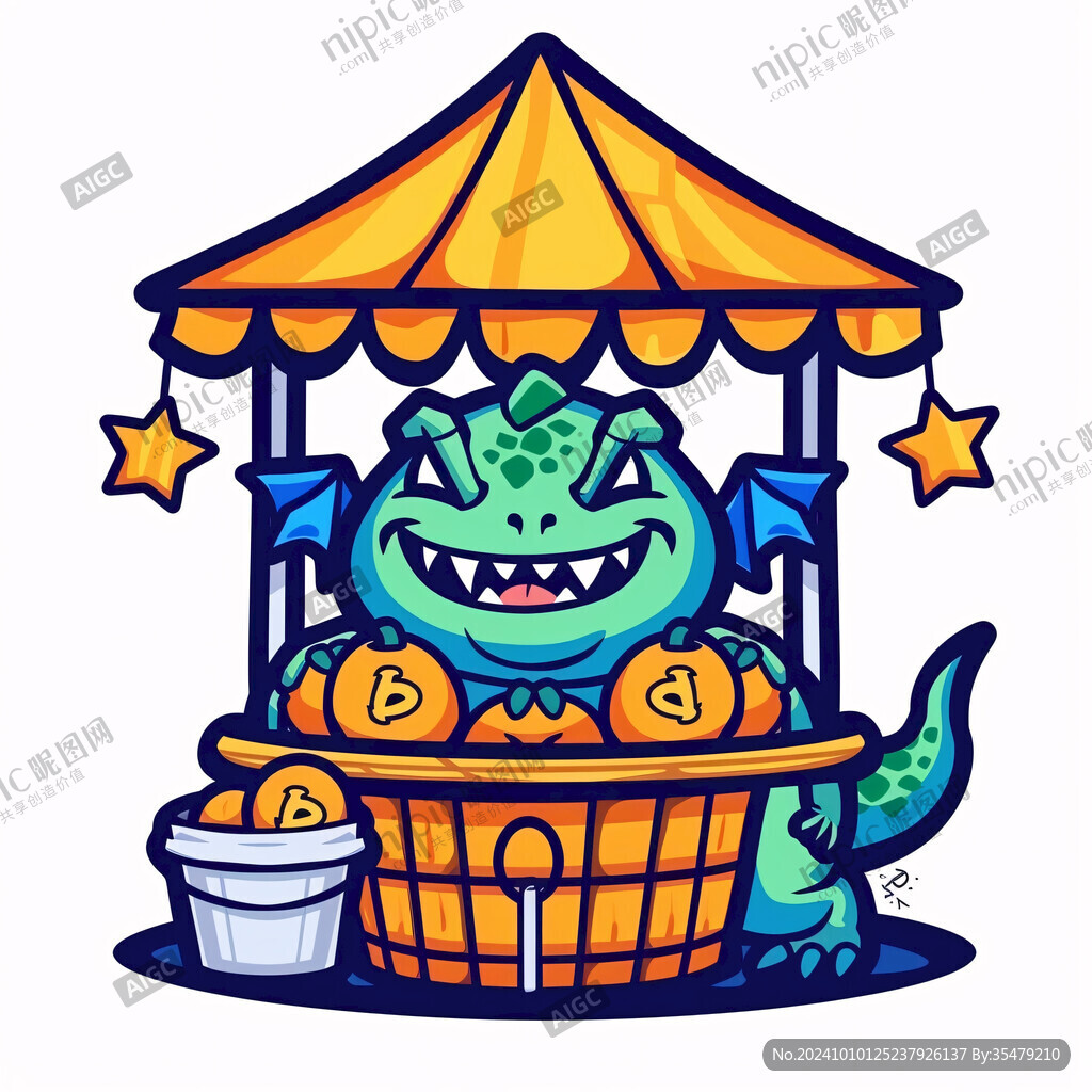 抱著元寶卡通龍