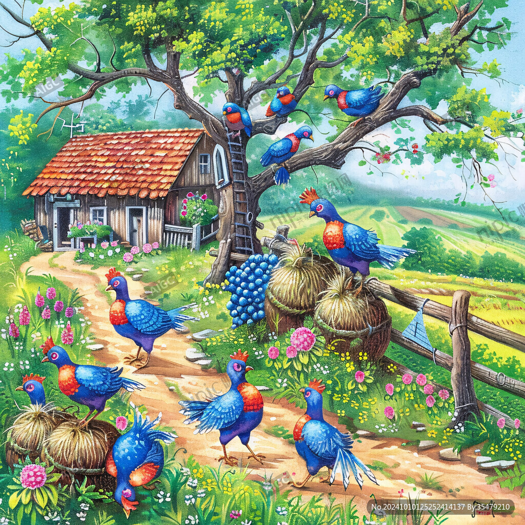 農家散養插畫