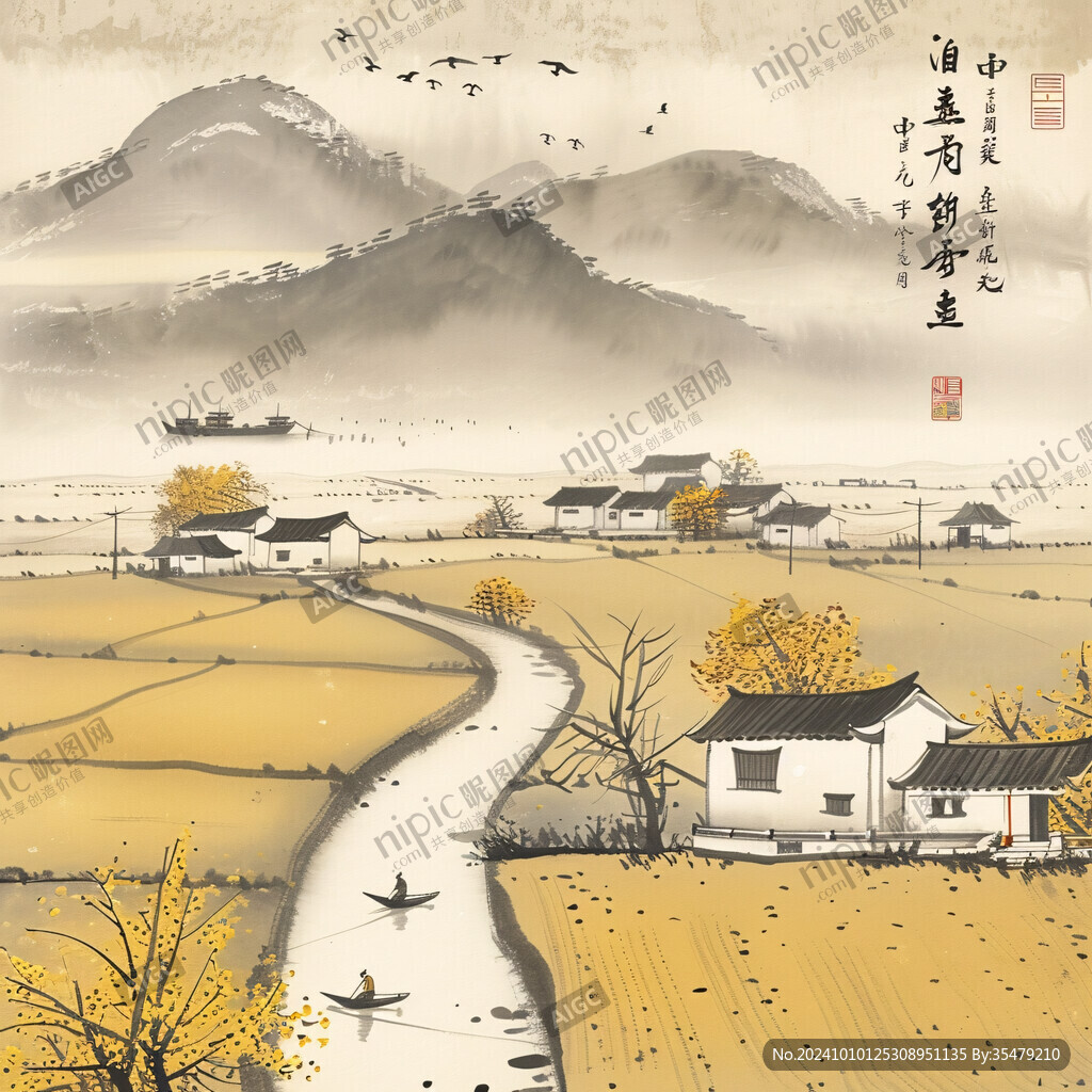 水墨農(nóng)村圖