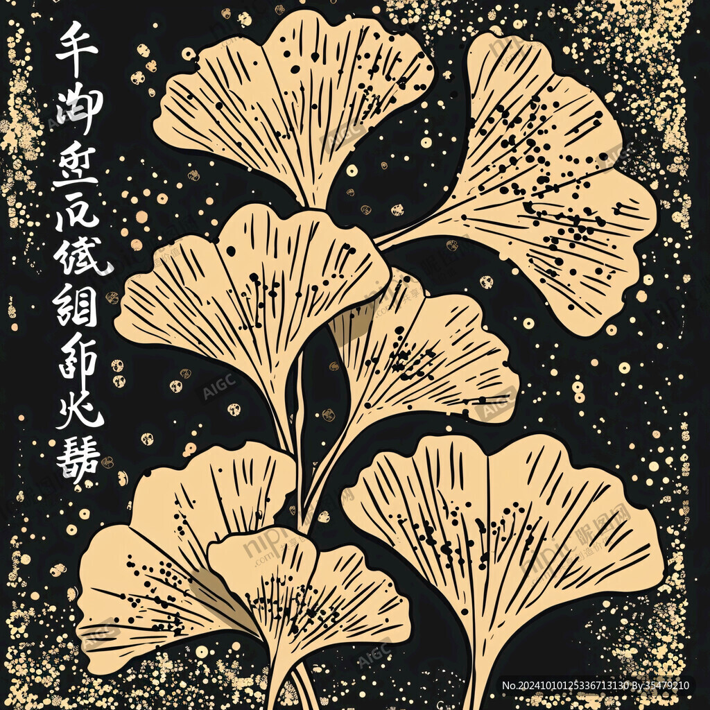 國潮銀杏葉