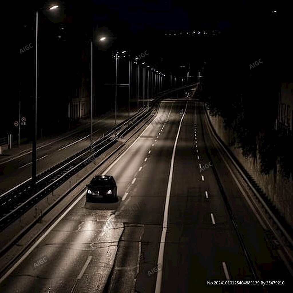 黑白道路夜景