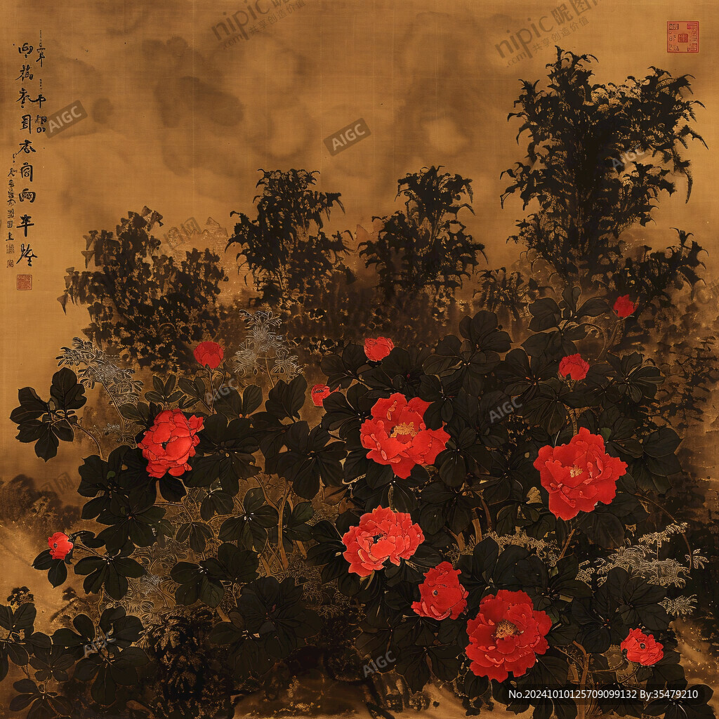 寫意國畫月季花