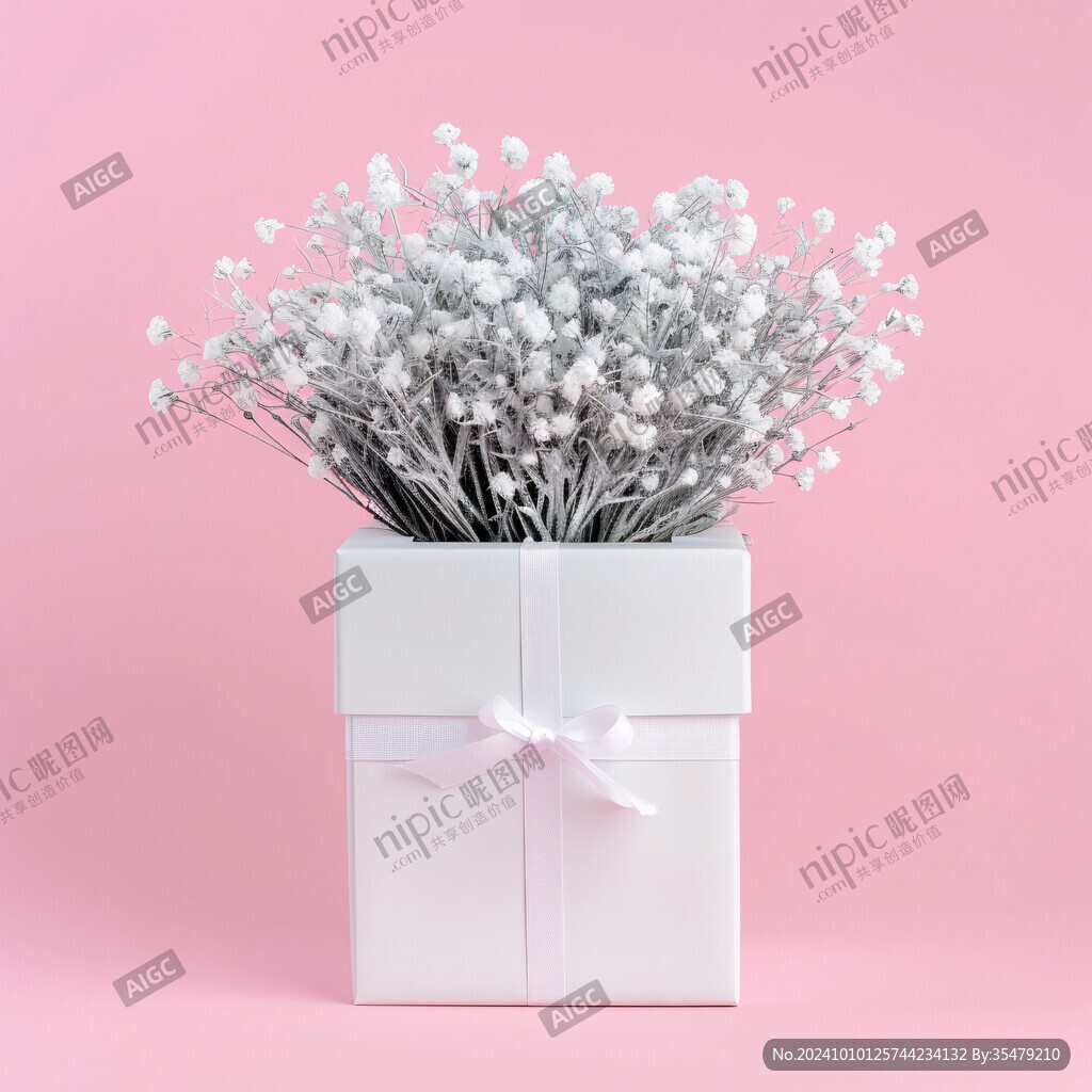 白色粉色滿天星鮮花