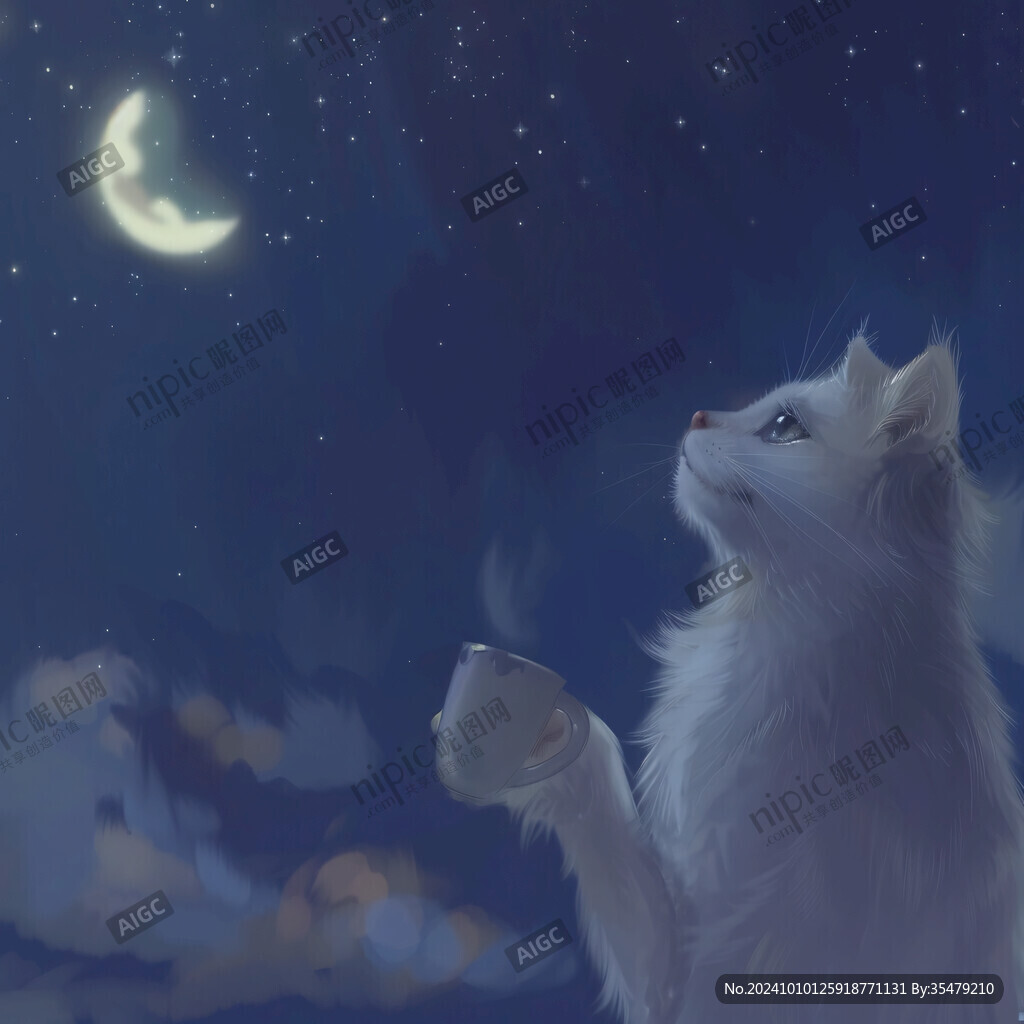 九尾白狐插畫