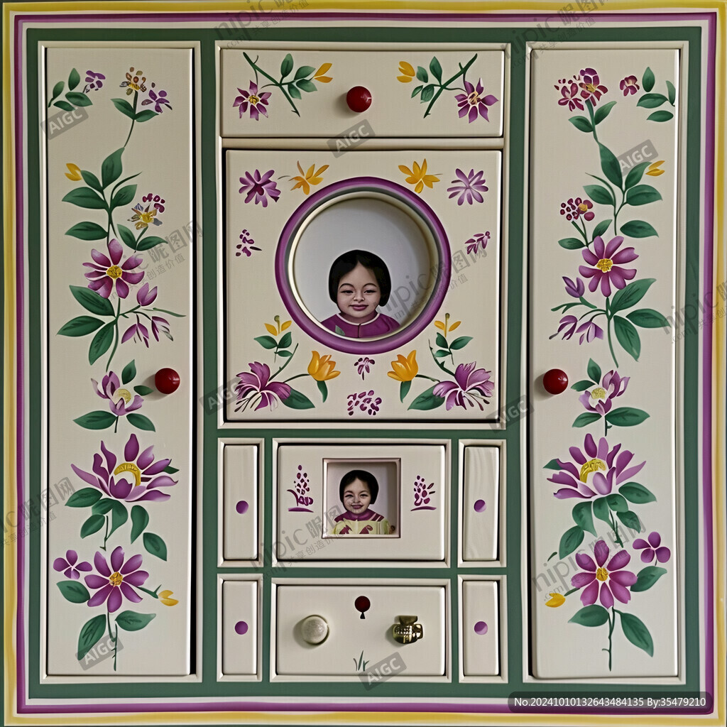 婦女繡花圖通草畫