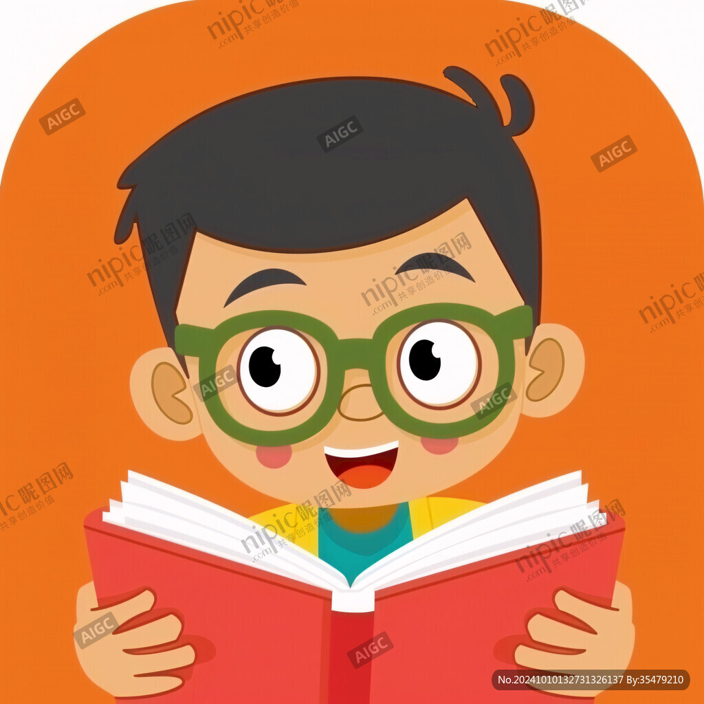 卡通讀書小孩