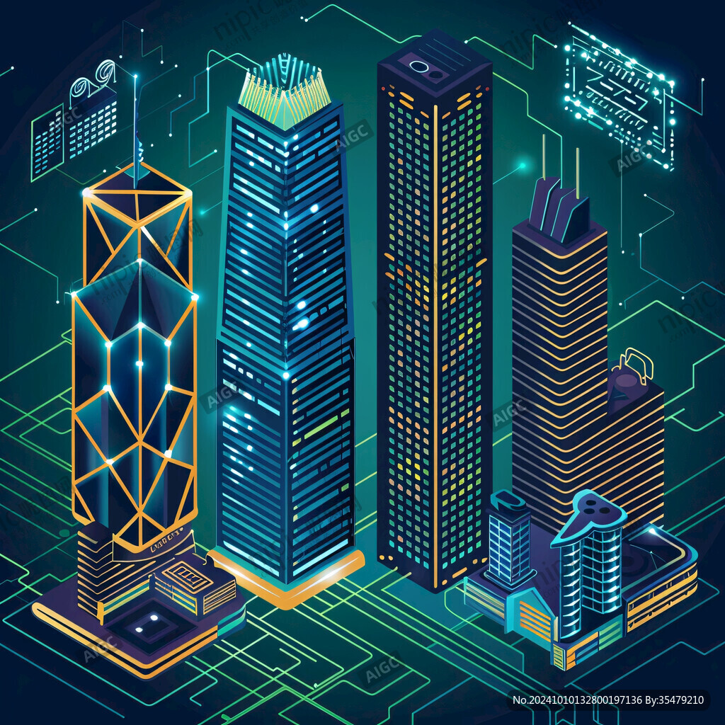 俄羅斯科技感建筑插畫