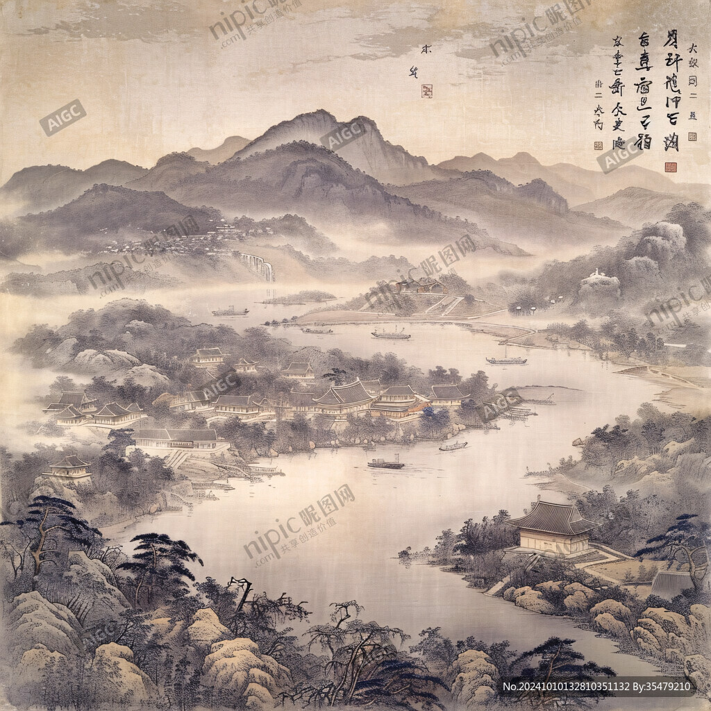工筆畫金碧山水