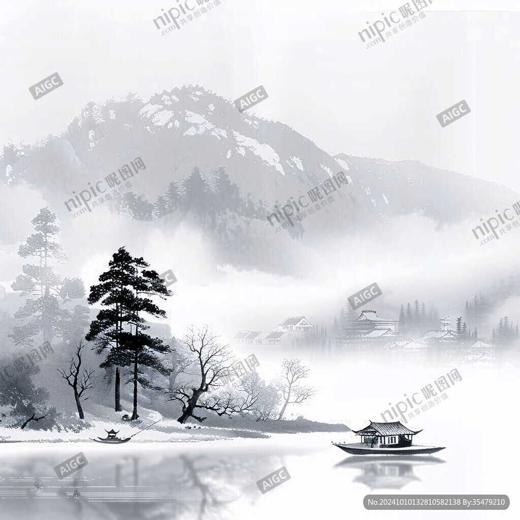 古風山水畫斷橋殘雪