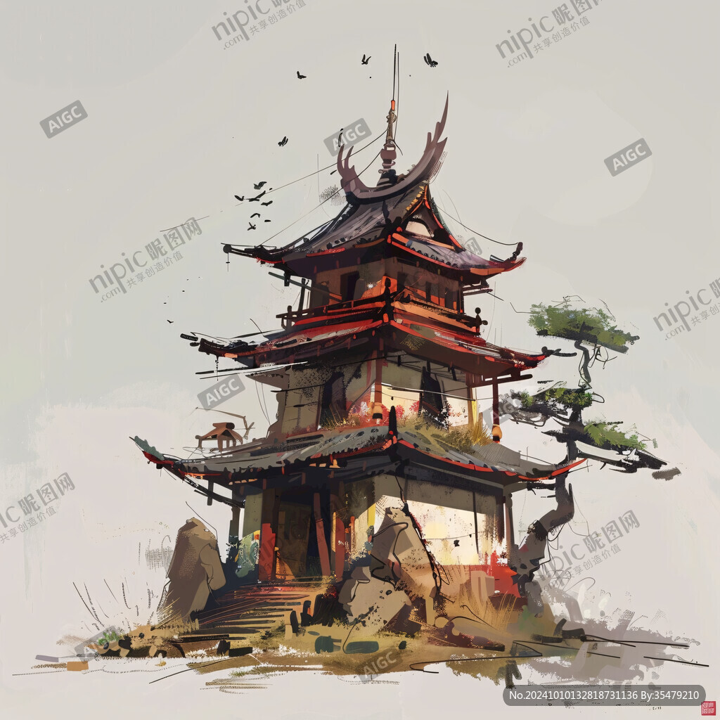 文筆塔插畫